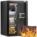 Produktbild: VEVOR Safe Tresor mit feuerfester Geldtasche, Einzeltür-Safe 3,5 Kubikfuß, 2 Trennwände, digitaler Möbeltresor mit Schlüssel Code, Wertsachenb... - Schwarz