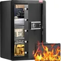Produktbild: Safe Tresor Mit Feuerfester Geldtasche, Einzeltür-safe 3,5 Kubikfuß, 2 Trennwände, Digitaler Möbeltresor Mit Schlüssel Code, Wertsachenbox Für Geld Schmuck Medikamente, Geldtresor Schwarz - Vevor