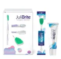Produktbild: Julibrite Zungenpflege-Set | 1 Zungengel (50 ml) + 1 Zungenbürste | unterstützend gegen Mundgeruch (Halitosis) | Weiße Zunge | Frischer Atem | Zungenschaber | Zungenschrubber | Zungenreiniger