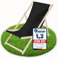 Produktbild: Melko Liegestuhl klappbar Strandstuhl aus Holz Holzliege Garten Faltliege Schwarz Gartenliege