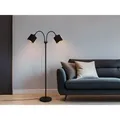 Produktbild: Stehleuchte Tommy 2 Flammig Metall, Stoffschirm Schwarz Gold, Höhe 130cm