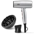 Produktbild: BaByliss Cosmos Leichter Haartrockner mit Diffusor – 2100W Leistungsstarker, Eleganter Föhn, Ionen-Technologie gegen Frizz, 3 Heiz- & 2 Gebläsestufen, Silber, D580DE