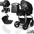 Produktbild: Bergsteiger Capri Kombikinderwagen 3-in-1 – Babywanne, Sportsitz & i-Size Babyschale, Luftreifen, Federung, höhenverstellbarer Griff, faltbar, Zubehör