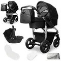 Produktbild: Bergsteiger Capri Kombikinderwagen 3-in-1 – Babywanne, Sportsitz & i-Size Babyschale, Luftreifen, Federung, höhenverstellbarer Griff, faltbar, Zubehör