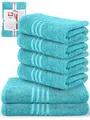 Produktbild: DecoHomeTextil Handtuch-Set 4 Handtücher 50 x 100 cm, 2 Badetücher 70 x 140 cm in Türkis aus 100% Baumwolle, hochwertig, kuschelweich und saugstark
