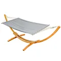 Produktbild: XXL Hängematte mit Gestell Holz Hängemattengestell Sonnenliege Stabhängematte