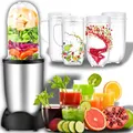 Produktbild: Retoo Standmixer 600 W, 5 Elemente im Set, Edelstahlklinge, 470 ml Smoothie Maker, Zwei Trinkbecher mit Deckeln, Kunststoffflasche, elektrischer Blender, Küchenmixer für Shakes und Smoothies