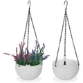 Produktbild: Relaxdays 2Xblumenampel, Weiß, Kunststoff, Metall, 54 cm, Dekoration, Blumen & Zubehör, Übertöpfe
