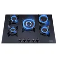 Produktbild: Arebos Gaskochfeld 70cm 5 Brenner | Gasherd aus gehärtetem Glas | Einbaukochfeld mit Gusseisen-Topfträgern | Erdgas & Propangas | Gaskocher mit integrierte Zündsicherung