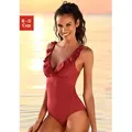 Produktbild: Badeanzug JETTE, Damen, Gr. 36, Cup C, rot (rostrot), Polyamid, unifarben, Badeanzüge Badeanzug, mit eleganter Rüsche und Shaping-Effekt
