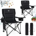 Produktbild: TIMBER RIDGE 2er Campingstuhl Faltbar 200KG Übergroß 63cm Sitzbreit Klappstuhl Camping Bequem Gepolster mit Isolierte Kühltasche Camping Sessel Faltstuhl Gartenstuhl Anglerstuhl
