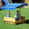 Produktbild: Dobar 94357FSC Sandkasten mit Sitzbänken, Bodenplane und Dach