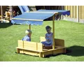 Produktbild: Sandkasten mit Sitzbank dobar 120 x 120 x 120 cm Holz blau viereckig verschließb