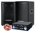 Produktbild: McGrey PA Komplettset DJ Anlage PowerDJ-1500 (System mit Partyboxen, Lautsprecher, 2 x 400 Watt, Bluetooth-Endstufe, Verstärker, Lautsprecherkabel)