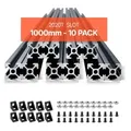 Produktbild: VEVOR 10er Set Aluprofil, 1000 mm T-Nut 2020 Aluminium-Strangpressprofil, eloxierte Linearschiene nach europäischem Standard, Nutenprofil für 3D-Drucker, CNC-Maschine DIY, Lasergravur, Schwarz