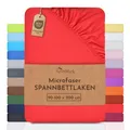 Produktbild: NatureMark - Mikrofaser SPANNBETTLAKEN zum Sparpreis! viele Größen und Farben Markenware (90x200-100x200 cm, rot)