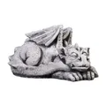 Produktbild: gartendekoparadies.de Schlafender Drache, Steinfigur, H. 17 cm, 7 kg, Grau, frostsicher aus Steinguss für Außenbereich
