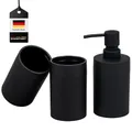 Produktbild: bremermann Badezimmer-Set Savona mit Soft-Touch Oberfläche, rundes Bad-Accessoires Set 3tlg. bestehend aus 1x Seifenspender und 2X Becher, ideal für Badezimmer und Küche aus Kunststoff (Schwarz)