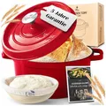 Produktbild: Ottia Gusseisen Topf brot backen [inkl. Gärkorb] - Emaille Topf 26cm - Dutch Oven, Brotbackform, Brotbacktopf, Schmortopf Bräter mit Deckel, Bratentopf - auch für Induktion | Händler aus Hamburg