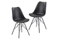 Produktbild: FINEBUY Esszimmerstuhl FB23289, Küchenstuhl 2er Set Schwarz Polsterstuhl Skandinavisches Design, Schalenstuhl mit Kunstleder-Bezug, Stuhl Gepolstert
