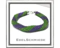 Produktbild: Edelschmiede925 Armband Edelschmiede925 Häkelarmband aus Glasperlen grün - lila 925 Silber