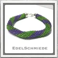Produktbild: Edelschmiede925 Häkelarmband aus Glasperlen grün - lila 925 Silber