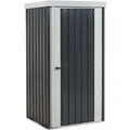 Produktbild: Gerätehaus Grau Metall Stahl-trapezblech 98 Cm Mit Tür Pultdach Integrierter Dachrinne Geräteschuppen Modern Garten Terrasse Außenbereich