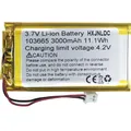 Produktbild: DC 3.7V 3000mAh 103665 wiederaufladbare Lithium-Polymer-Batterie passend für DIY 3.7-5V elektronische Produkte mit eingebautem 2-Draht-Batterieaustausch und LED-Leuchten