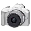 Produktbild: Canon EOS R50, Weiß + RF-S 18-45mm F4.5-6.3 IS STM Kit, 24,2 MP, 6000 x 4000 Pixel, CMOS, 4K Ultra HD, Touchscreen, Weiß - Weiß