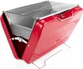 Produktbild: TAINO MOX Holzkohlegrill BBQ Koffergrill Camping-Grill Kohlegrill Retro-Stil klappbar Griller tragbar mobil Rot
