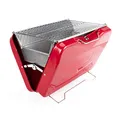 Produktbild: TAINO MOX Holzkohlegrill BBQ Koffergrill Camping-Grill Kohlegrill Retro-Stil klappbar Griller tragbar mobil Rot