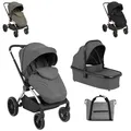 Produktbild: Kikkaboo Kinderwagen Kara 2 in 1 Babywanne, Sportsitz, Wickeltasche, Federung grau