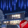 Produktbild: Monzana® Lichterkette Meteorschauer 480 LED Außen Wasserdicht 10 Röhre je 50 cm Innen Weihnachten Eisregen Regenlichterkette Weihnachtsbeleuchtung Blau