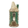 Produktbild: Windlicht Haus COTTAGE H. 31cm blau creme handbemalt aus Steinzeug Formano