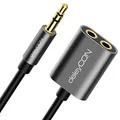 Produktbild: deleyCON 1x 3,5mm Klinke Splitter Audio Stereo AUX Adapter Kabel Klinkenkabel Audiokabel Metallstecker Handy Smartphone Tablet Kopfhörer HiFi Receiver