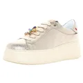 Produktbild: GIO+ PIA315B Combi Puder Gold Sneakers für Damen aus grauem satiniertem Leder mit Applikationen, Kombi-Pulver, 40 EU