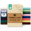 Produktbild: Utopia Bedding - Spannbettlaken 150x200cm - Beige - Oeko-Tex Zertifiziertes Gebürstete Polyester-Mikrofaser Spannbetttuch - 35 cm Tiefe Tasche