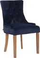 Produktbild: CLP Esszimmerstuhl Aberdeen Samt mit Gestell aus Kautschukholz und Sitzhöhe von 50 cm,blau antik-hell