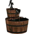Produktbild: COSTWAY Brunnen Holz Gartenbrunnen Holzbrunnen Holzfass mit Wasserpumpe ? 44,5cm