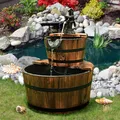 Produktbild: Holzbrunnen Dekobrunnen Gartenbrunnen mit Wasserpumpe Blumenkübel