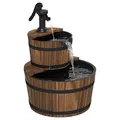 Produktbild: Aoxun Holzbrunnen Dekobrunnen mit Wasserpumpe Blumenkübel Gartenbrunnen