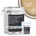 Produktbild: WO-WE Fliesenlack 2K Fliesenfarbe Fliesen Lack Bodenfliesen W712, 2,5Kg, Seidenglänzend, Epoxidharz