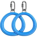 Produktbild: Dolibest Turnringe, 2er Runde Schaukelringe Trapezring Kunststoff Fitness Gymnastik Ringe Kletterringe mit Karabiner for Outdoor Spielplatz Hindernisparcours Klettergerüst, Blau