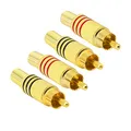 Produktbild: PNGKNYOCN RCA Audio Stecker, AV Stereo vergoldet Stecker,mit Feder, Koaxial-Audios Lötfrei Adapter für Übertragung zwischen Audio-Geräteschnittstellen（4-pack）