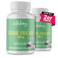 Produktbild: Vitabay Folsäure Tabletten Hochdosiert 1000 mcg (VItamin B9) - 480 VEGANE Tabletten 2er Set - Folsäure Kinderwunsch Schwangerschaft Vitamine - für Männer - Hohe Bioverfügbarkeit - Laborgeprüft