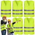 Produktbild: Gowkeey Warnwesten Auto 5 STK, Warnweste Pannenweste Warnwesten Neongelb Sicherheitsweste Westen Auto,Weste Neongelb Reflektierend High Visibility Vest für Autofahrern Fahrern Arbeitskräften