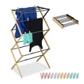 Produktbild: Relaxdays Wäscheständer, klappbar, ausziehbar, 11 Stangen, HxBxT: 105 x 43–75 x 37 cm, Bambus, Metall, schwarz/natur