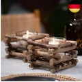 Produktbild: Gadgy Teelichthalter Holz | 2er Set Treibholz Deko | Tischdeko Wohnzimmer |