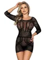 Produktbild: Frauen Catsuit Minikleid Netz Schwarz Dessous Fischnetz Gogo Reizwäsche S/M