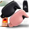 Produktbild: OMNIRELEXX Schlafmasken im 2er SET für Frauen und Männer – Atmungsaktive 3D Schlafbrille – Bequeme und weiche Augenmaske - Lichtblockierend - Reisebeutel - Vertiefung für die Augen (Schwarz/Rosa)